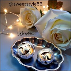 BRIGHTON "Contempo" Silver Dome Earrings VINTAGE INSPIRED